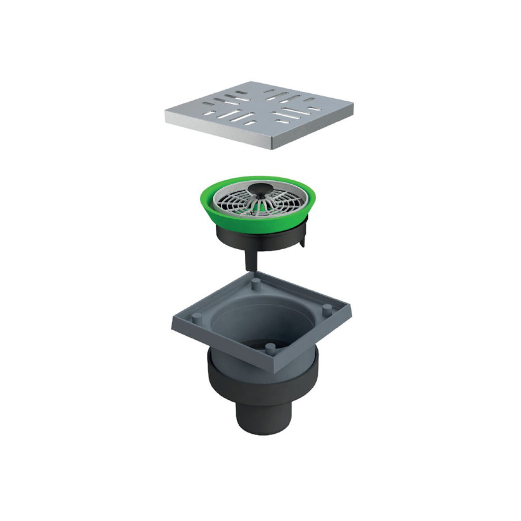 BONOMINI Square Floor Drain / Stainless Steel slotted floor drain, with