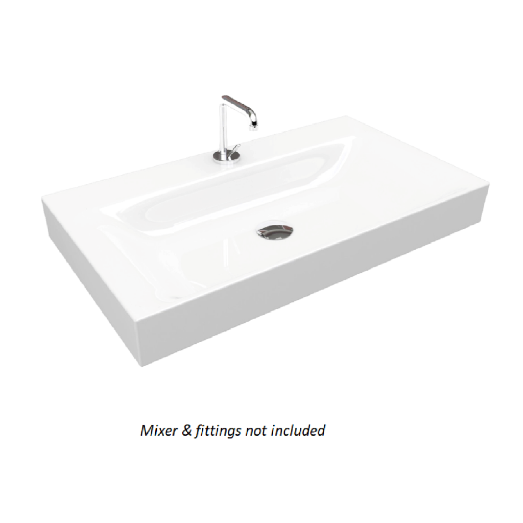 Washbasin 800 x 450 mm with taphole, without overflow hole + Fxing ...