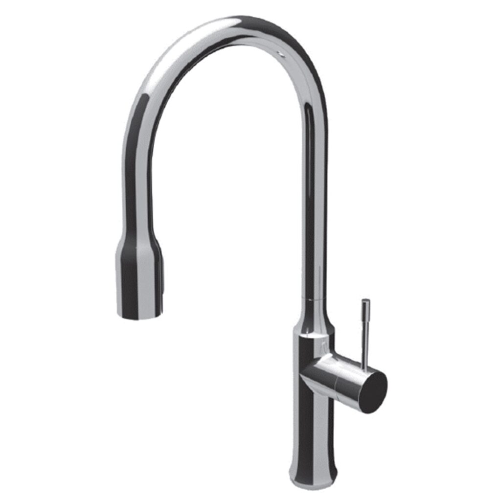 TEOREMA Single lever kitchen sink mixer with swivel high spout and pull