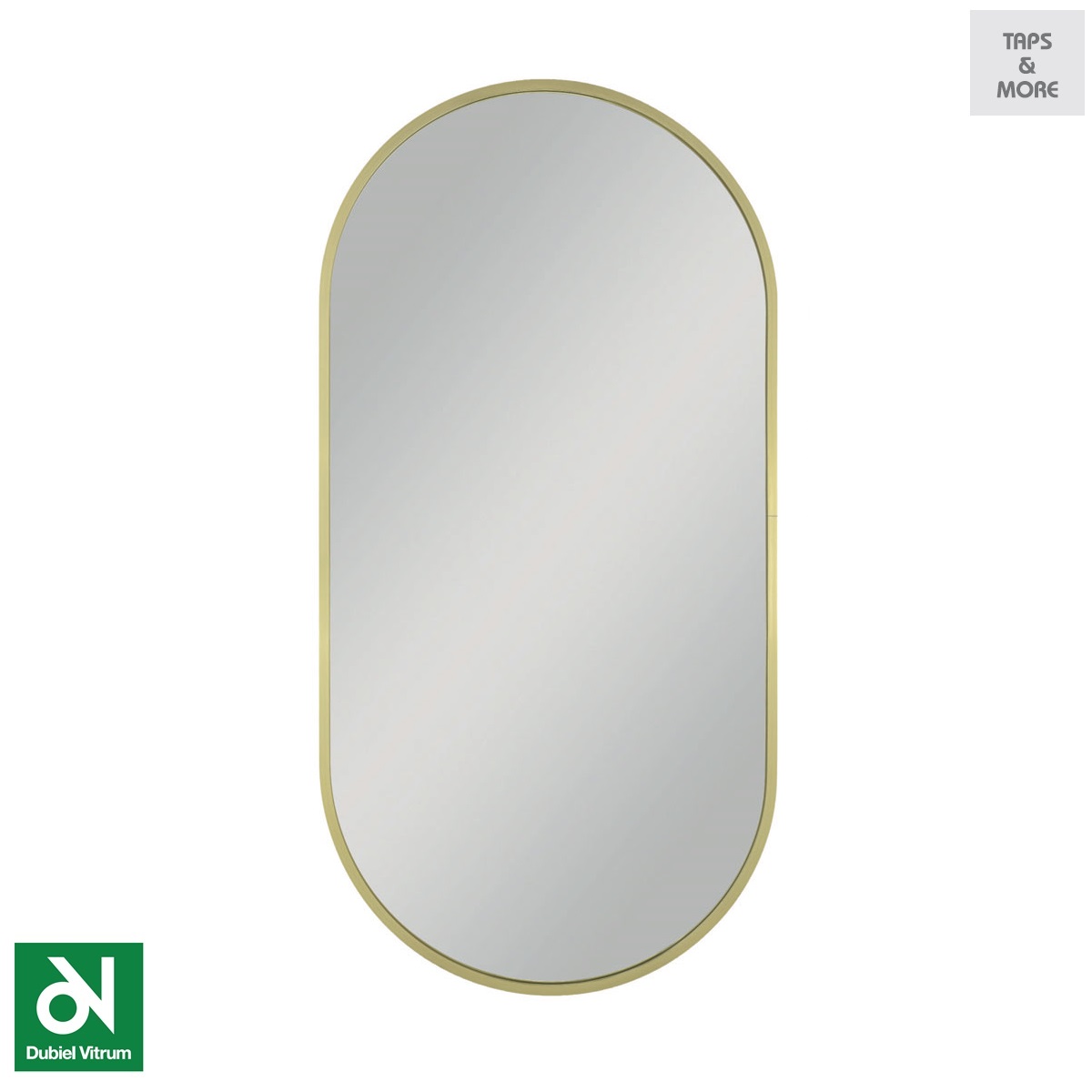 TAPS & MORE Dubai|DUBIEL VITRUM Vanity Silver mirror 3 mm – Frame depth – 4 cm – Gold brushed aluminum frame – Oval shape Size : 500 x 1000 mm – Joy Gold 50×100