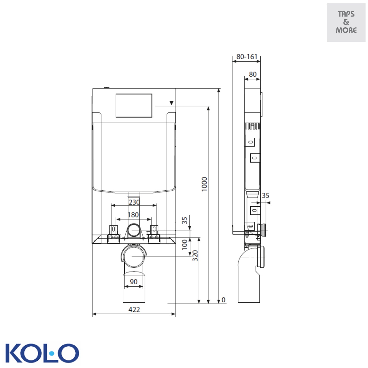 TAPS & MORE Dubai|KOLO Concealed Cistern without steel frame for wall-hung WC width : 422 mm height : 1090 mm-Slim