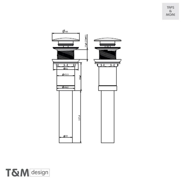 TAPS & MORE Dubai|T&M DESIGN Clic-clac waste without overflow hole – Vogue