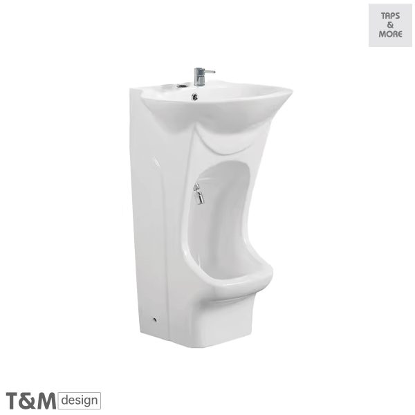 T&M DESIGN Floor standing wall mounted ceramic washbasin with foot wash  (mixer to be purchased separately)  Size : 600 x 440 x 865 mm  - DUO