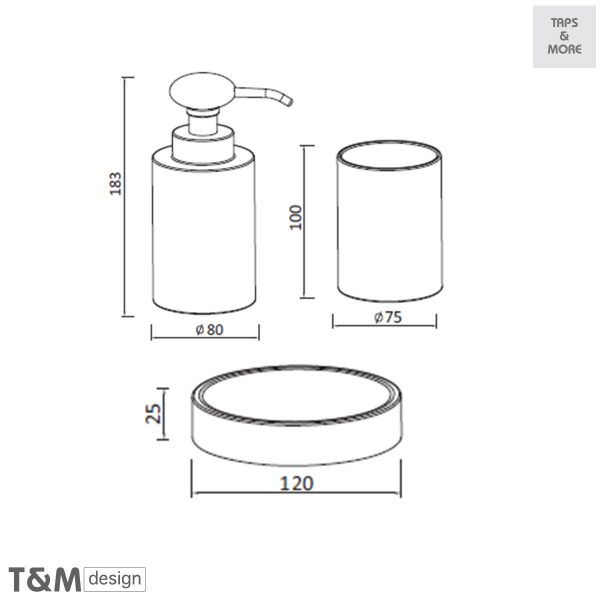 TAPS & MORE Dubai|T&M DESIGN Ceramic bathroom accessories set consisting of liquid soap dispenser, two tumblers & soap dish – MOSAIC