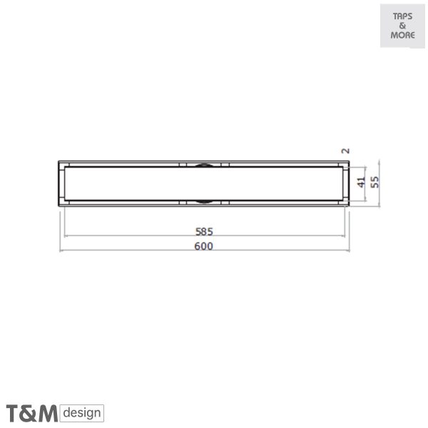 TAPS & MORE Dubai|T&M DESIGN  Linear Floor Drain / Shower Channel – reversible & tileable, 600 x 55 mm with 50 mm vertical outlet – Publik