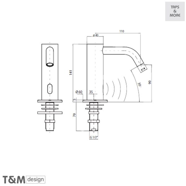 TAPS & MORE Dubai|T&M DESIGN Electronic tap for washbasin – 220 volts – SENSE