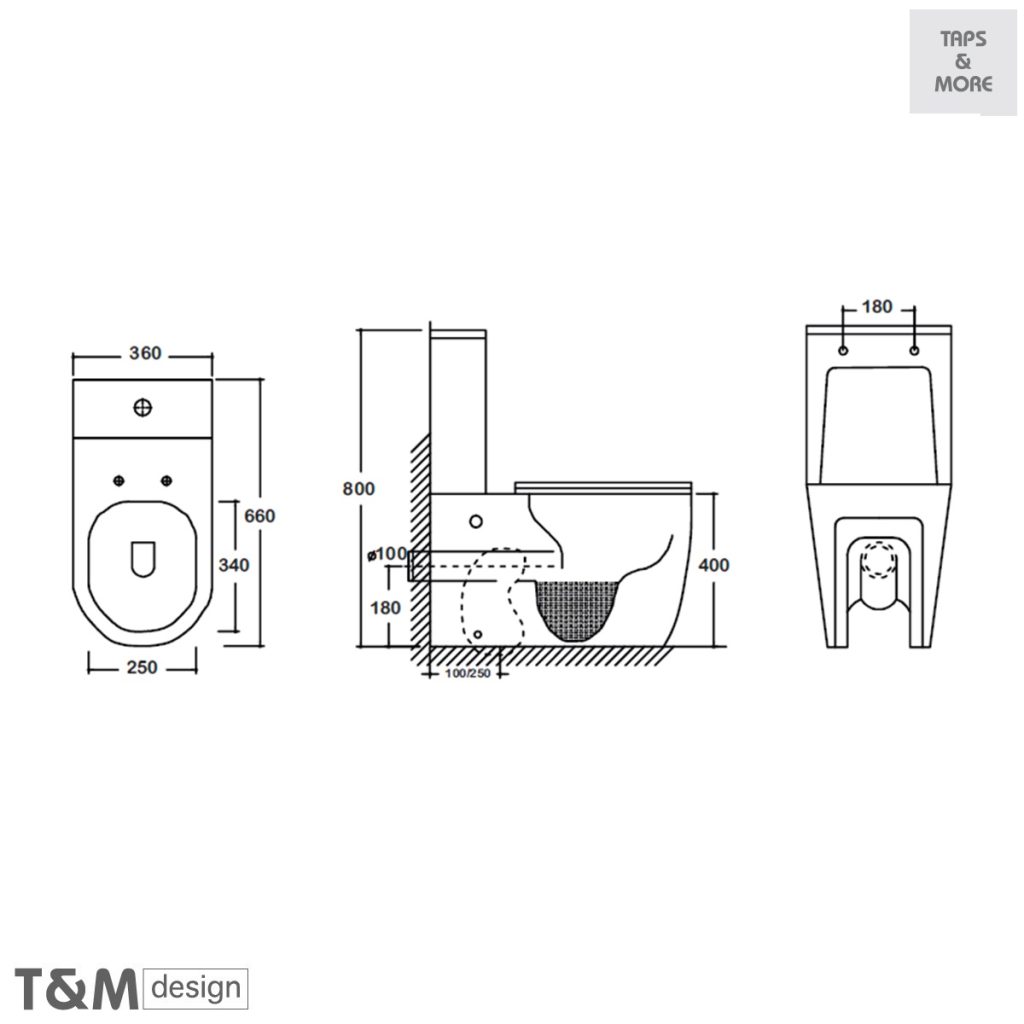 T&M DESIGN Water Closet Floorstanding Washdown WC, backtowall