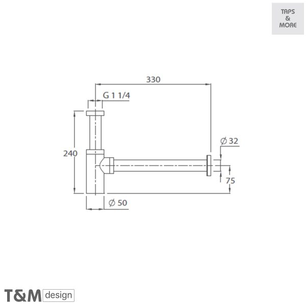 TAPS & MORE Dubai|T&M DESIGN Decorative square bottle trap for washbasin Size : 1 1/4 – Line